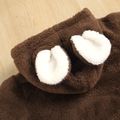 2-piece Kid Boy/Kid Girl Ear Design Fuzzy Hoodie Sweatshirt and Pants Set Brown