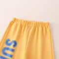 Kid Boy Letter Print Elasticized Casual Pants Sporty Sweatpants Yellow