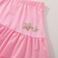 Kid Girl Star Embroidered Ruffled Mesh Design Skirt Leggings Pink image 4