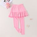 Kid Girl Star Embroidered Ruffled Mesh Design Skirt Leggings Pink image 2
