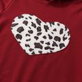 2-piece Kid Girl Heart Pattern Leopard Print Hoodie Sweatshirt and Elasticized Pants Set MAROON