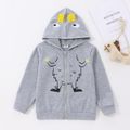 Kid Boy Animal/Space Print Zipper Hooded Jacket Grey
