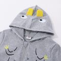 Kid Boy Animal/Space Print Zipper Hooded Jacket Grey