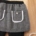 leggings de shorts de tweed xadrez faux-two para menina infantil Preto image 4