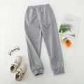 Trendy Kid Boy Letter Print Striped Zipper Pocket Elasticized Joggers Pants Sporty Sweatpants Light Grey image 4