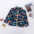 Kid Boy Dinosaur Print Stand Collar Zipper Jacket Multi-color