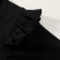 2-piece Kid Girl Ruffled Long-sleeve Black Tee and Polka dots Tulle Skirt Black
