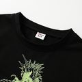 Kid Boy Dragon Print Reflective Pullover Sweatshirt Black