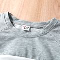 2-piece Kid Boy Letter Print Tie Dye Raglan Sleeve Sweatshirt and Colorblock Pants set Grey