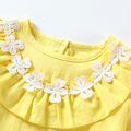 Kid Girl Floral Design Flounce Long-sleeve Blouse Pale Yellow image 3