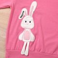 Easter 2-piece Kid Girl Cute Rabbit Print Pink Sweatshirt and Stripe Leggings Set Hot Pink