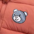 Toddler Girl Bear Print Zipper Hooded Fuzzy Coat Orange
