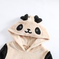 2-piece Kid Boy/Kid Girl Animal Pattern Ear Design Fuzzy Hoodie Sweatshirt and Pants Set Beige