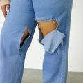 Women Plus Size Casual Ripped Denim Jeans Blue