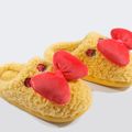Bow Decor Strawberry Graphic Plush Slippers House Indoor Warm Plush Slippers Yellow
