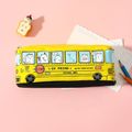 Creative Cute School Bus Pen Pencil Case Canvas Student Bus Zipper Pen Pouch Holder Student Stationery Supplies Yellow