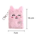 Cute Cartoon Fuzzy Plush Notebook with Keychain Mini Pocket Notebook Journal Diary Notepad Blank Inner Papers Light Pink
