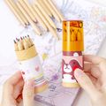 12-Colors Colored Pencils Cute Little Bear Drawing Painting Coloring Small Pencil Kid Adult Office School Student Stationery Supply Pink