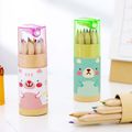 12-Colors Colored Pencils Cute Little Bear Drawing Painting Coloring Small Pencil Kid Adult Office School Student Stationery Supply Pink