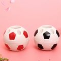 Creative Football Pen Holder Plastic Round Pen Holder Porous Design Soccer Shape Pencil Container Stationery Supplies Red