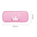 Estojo de caneta de grande capacidade animal bonito dos desenhos animados, bolsa de caneta com zíper, material de papelaria para estudantes Rosa image 4