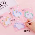 4-pack Cute Cartoon Unicorn Rainbow Sticky Notes Message Memo Pad Self-Adhesive Note Pads Stationery Supplies Multi-color