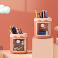 Cute Pen Holder with Dust Lid Compartment Pencil Pen Holder Desk Organizers Container Stationery Supplies Orange