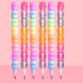 4-pack Stackable Pencils Cute Cartoon Bear Shaped Stacking Pencil Student Stationery Birthday Gifts Party Favor Supplies Multi-color