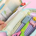 Geo Pattern Pen Pencil Case Double-layer Large Capacity Pencil Pouch Portable Handheld Pen Bag Student Stationery Supplies Turquoise