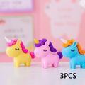 3-pack Cartoon Unicorn Pencil Eraser Toys Gifts for Classroom Prizes Game Reward Party Favors Multi-color image 1