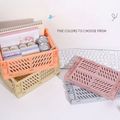 Creative Foldable Plastic Storage Basket Desktop Stationery Organizer Box Pink