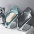 Creative Leaf Shape Soap Holder with Suction Cup Not Punched Soap Box Tray Self Draining to Keep Soap Dry Easy to Clean Green image 4
