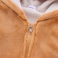2-piece Toddler Girl/Boy Ear Design Zipper Fuzzy Coat and Pants Set Khaki