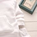 2-piece Toddler Girl/Boy Fleece Lined Solid Color Hoodie Sweatshirt and Pants Set White