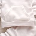 2-piece Toddler Girl/Boy Fleece Lined Solid Color Hoodie Sweatshirt and Pants Set White