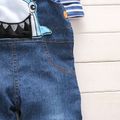 Toddler Girl/Boy Shark Embroidered Button Design Denim Overalls Navy