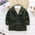 Toddler Boy Double Breasted Lapel Collar Solid Color Overcoat Army green image 1