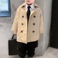 Toddler Boy 100% Cotton Double Breasted Lapel Collar Trench Coat Khaki image 2