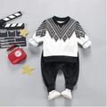 2-piece Toddler Boy Chevron Stripes Colorblock Sweatshirt and Black Pants Set White