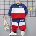 2-piece Toddler Boy Letter Print Colorblock Pullover Sweatshirt and Pants Casual Set Red