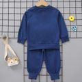 2-piece Toddler Boy Letter Print Colorblock Pullover Sweatshirt and Pants Casual Set Red