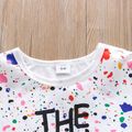 2pcs Toddler Boy/Girl Playful Letter Painting Print Tee and Shorts Set White image 1