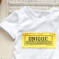 2pcs Toddler Boy Casual Letter Print White Tee and Shorts Set Yellow image 3