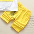 2pcs Toddler Boy Casual Letter Print White Tee and Shorts Set Yellow image 4