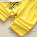 2pcs Toddler Boy Casual Letter Print White Tee and Shorts Set Yellow image 5