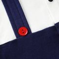 100% Cotton Colorblock Faux-two Gentleman Baby Lapel Bow Tie Long-sleeve Jumpsuit Dark Blue/white