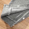 100% Cotton Grey Lapel Long-sleeve Snap-up Jumpsuit Grey