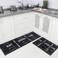 2-pack Kitchen Rug Set Non-Slip Kitchen Throw Rug for Kitchen Sink Laundry Doormat Entryway Black image 1