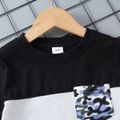 2pcs Toddler Boy Casual Camouflage Print Colorblock Tee and Shorts Set Black/White