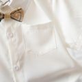 2pcs Toddler Boy Gentleman Suit White Shirt and Plaid Shorts Set White